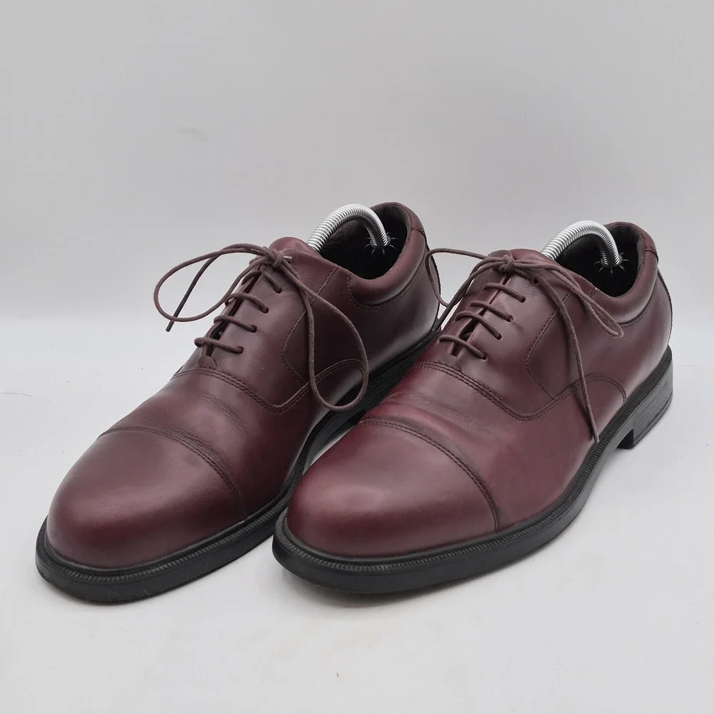 Rockport Shoes Mens Size 10.5 Red Leather Cap Toe Oxford Dress Lace Up M4347‎